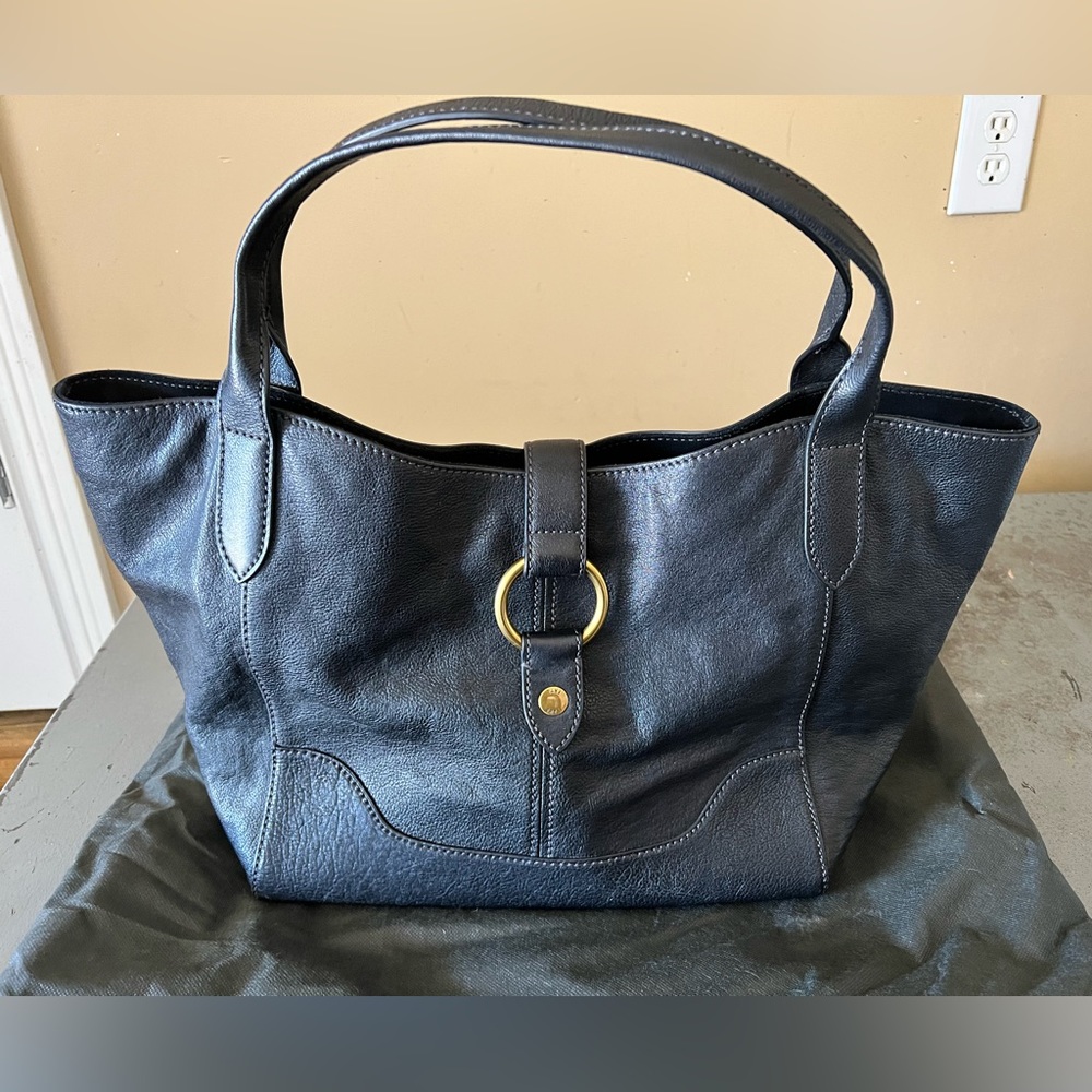 Frye Leather Ring satchel/Purse/Tote/Shoulder Handbag, Black, Rare!